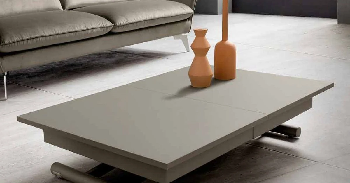 Tavolino Trasformabile da Salotto in Fenix e Metallo Made in Italy - Chiano