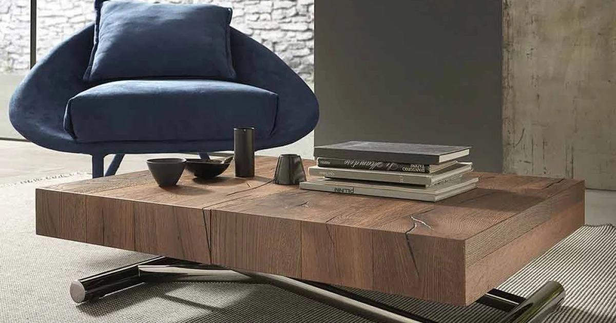 Tavolino Trasformabile Moderno in Legno e Metallo, Made in Italy - Spirit