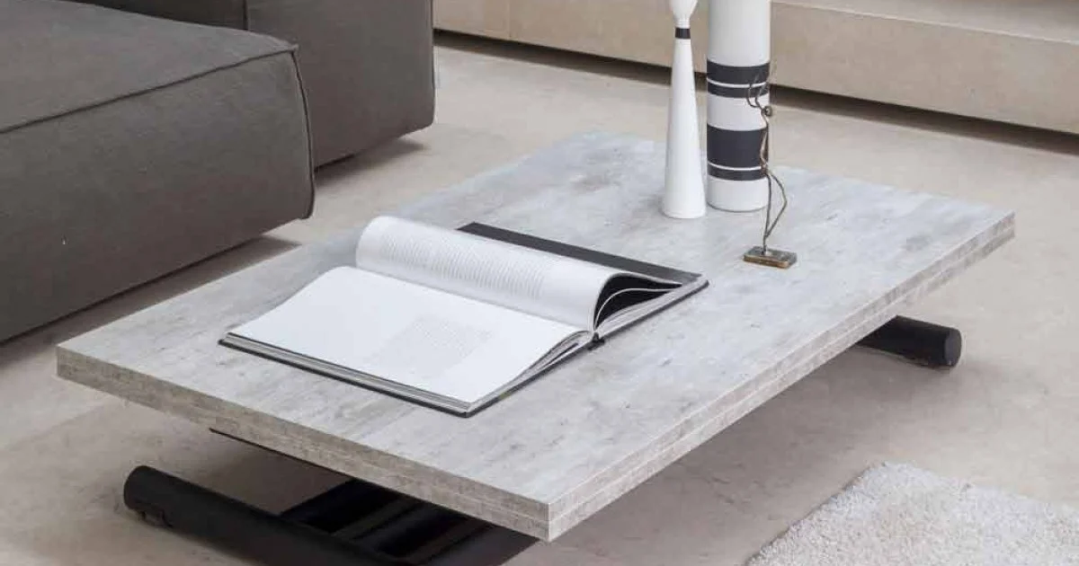 Tavolino Trasformabile Moderno Metallo Grafite e Piano in Legno - Sistocle