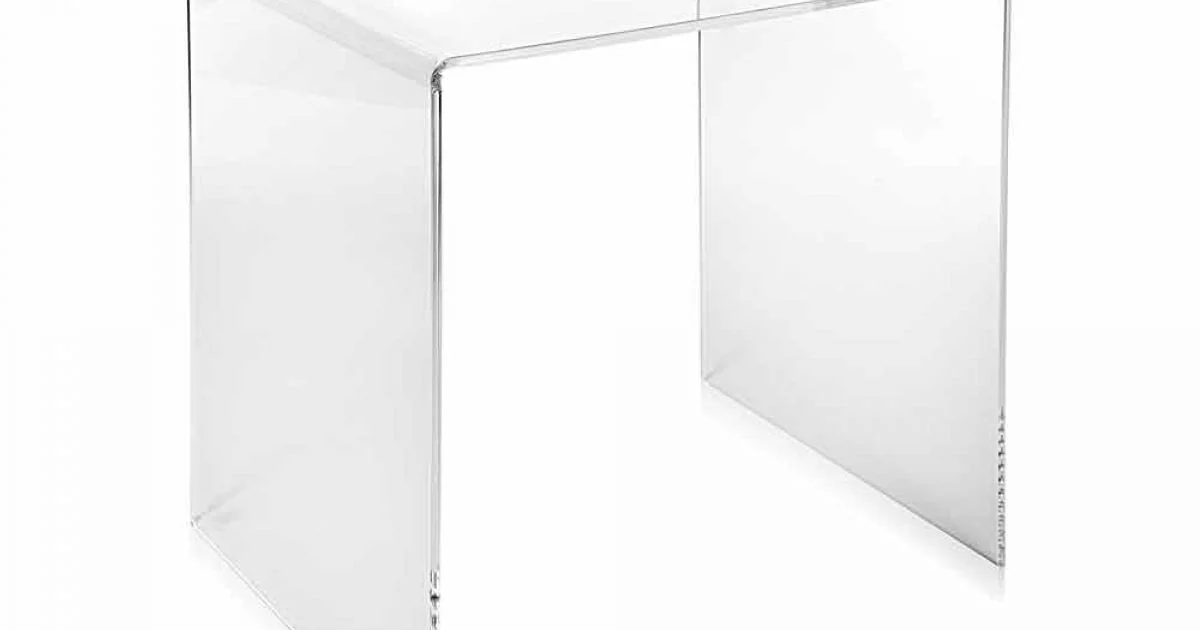 Tavolino trasparente design moderno 40x40cm Terry Small, made in Italy