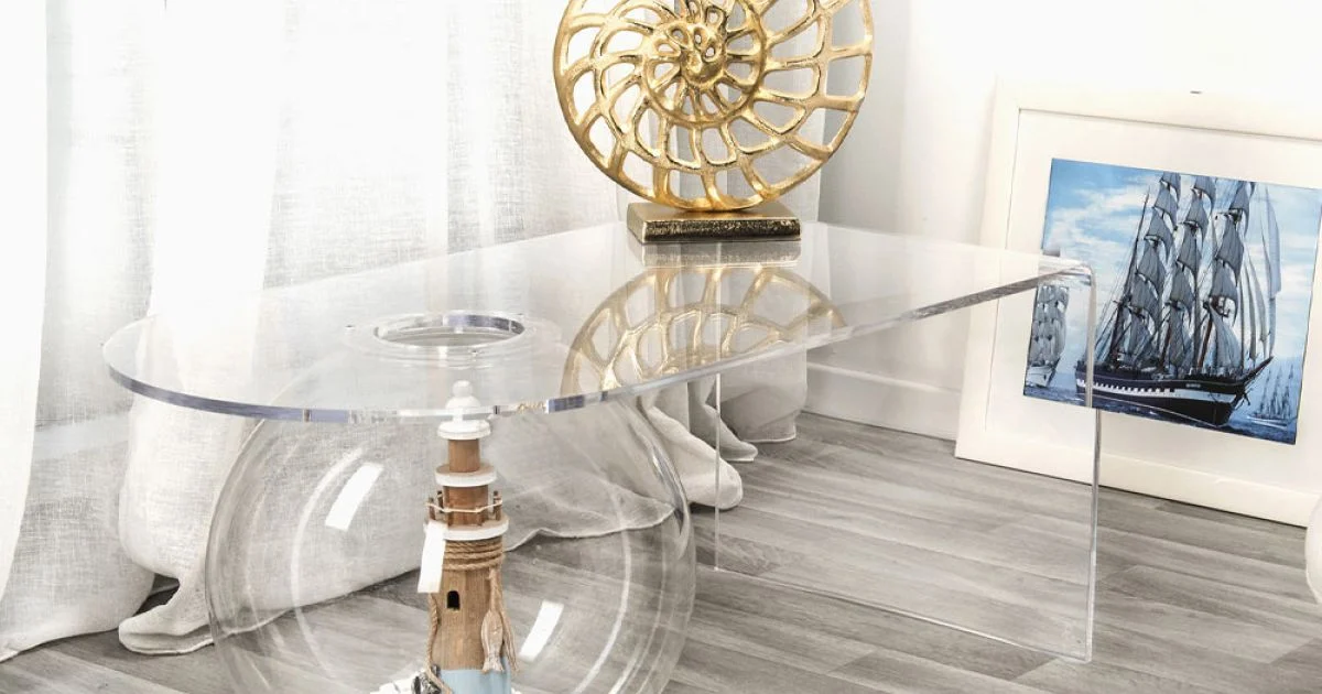 Tavolino trasparente design moderno L90xH40xP48 cm Bolly,made in Italy