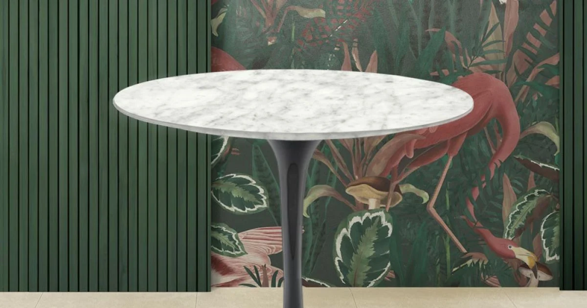 Tavolino Tulip Eero Saarinen H 39 con Piano in Marmo di Carrara Made in Italy - Scarlet