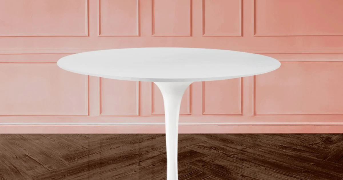 Tavolino Tulip Eero Saarinen H 39 Ovale in Laminato Liquido Bianco Made in Italy - Scarlet