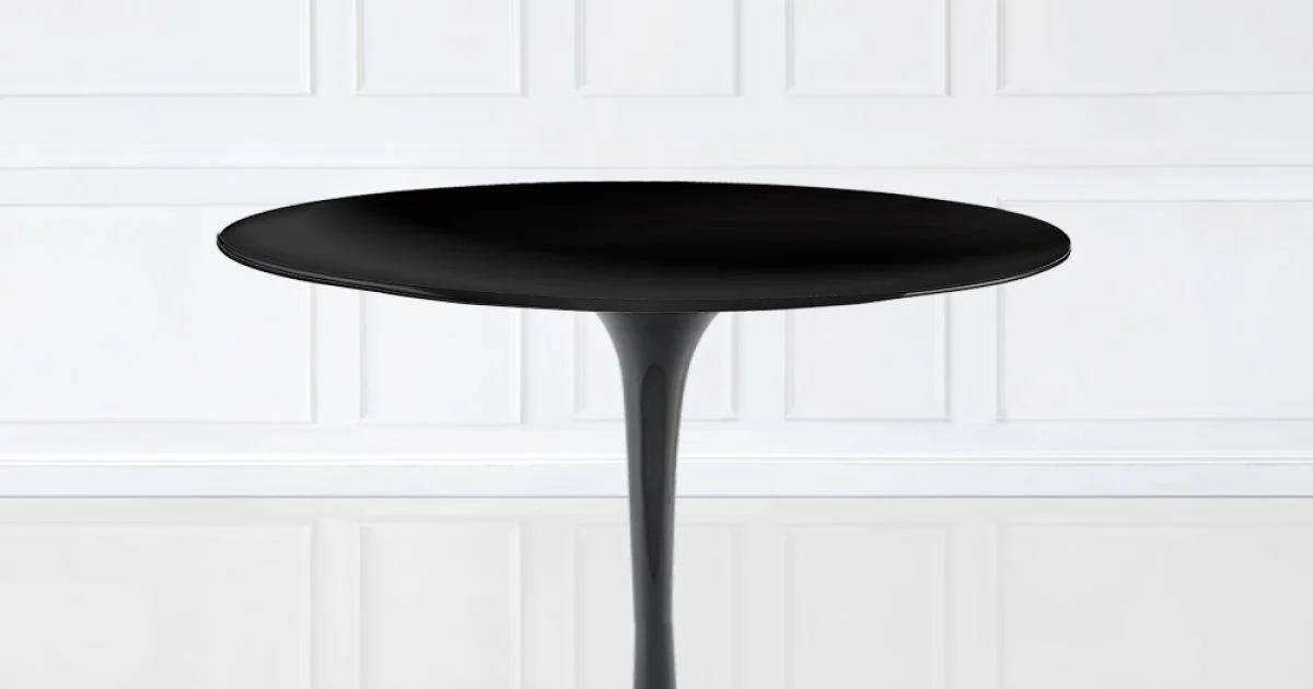 Tavolino Tulip Eero Saarinen H 39 Ovale in Laminato Liquido Nero Made in Italy - Scarlet