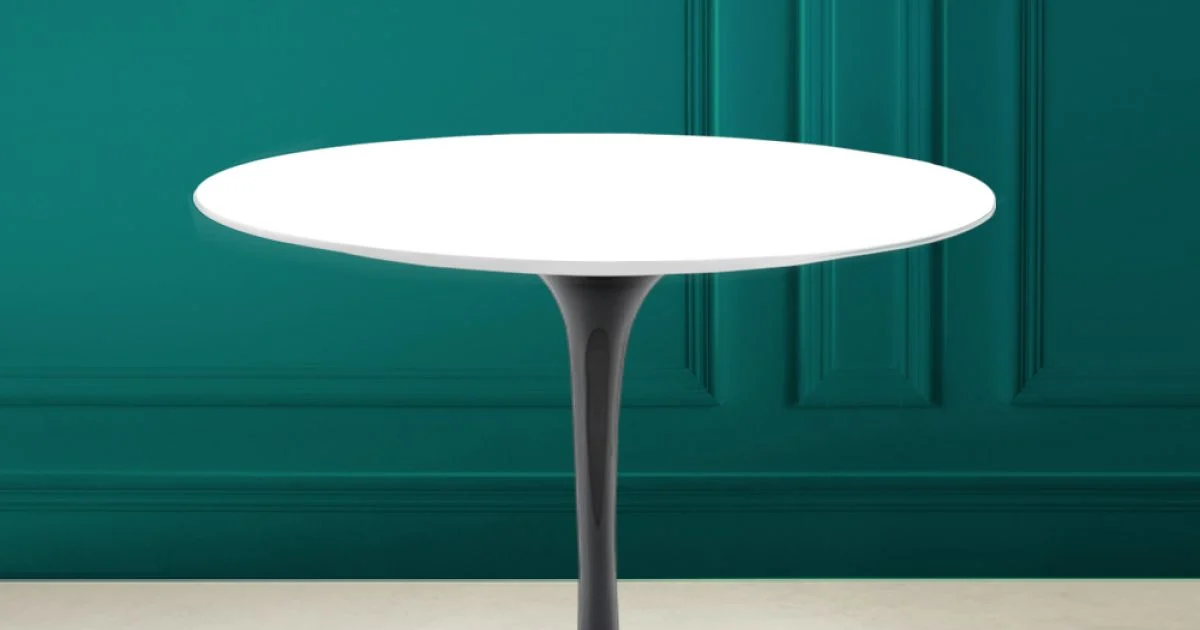 Tavolino Tulip Eero Saarinen H 41 in Ceramica Bianco Assoluto Made in Italy - Scarlet
