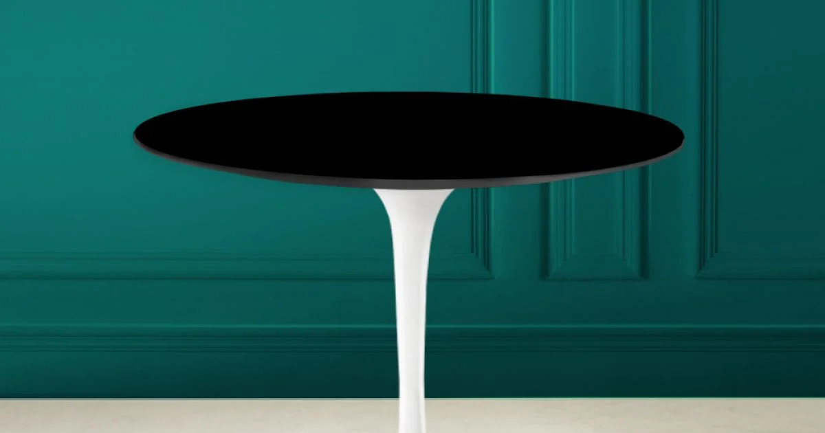 Tavolino Tulip Eero Saarinen H 41 in Ceramica Nero Assoluto Made in Italy - Scarlet