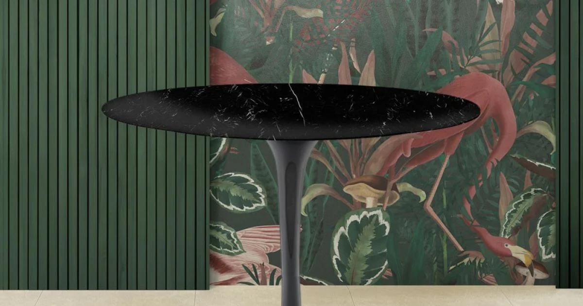 Tavolino Tulip Saarinen H 39 Ovale in Marmo Nero MArquinia Realizzato in Italia - Scarlet