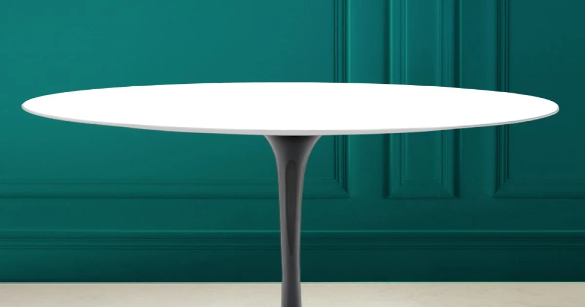 Tavolino Tulip Saarinen Ovale H 41 in Bianco Assoluto Made in Italy - Scarlet