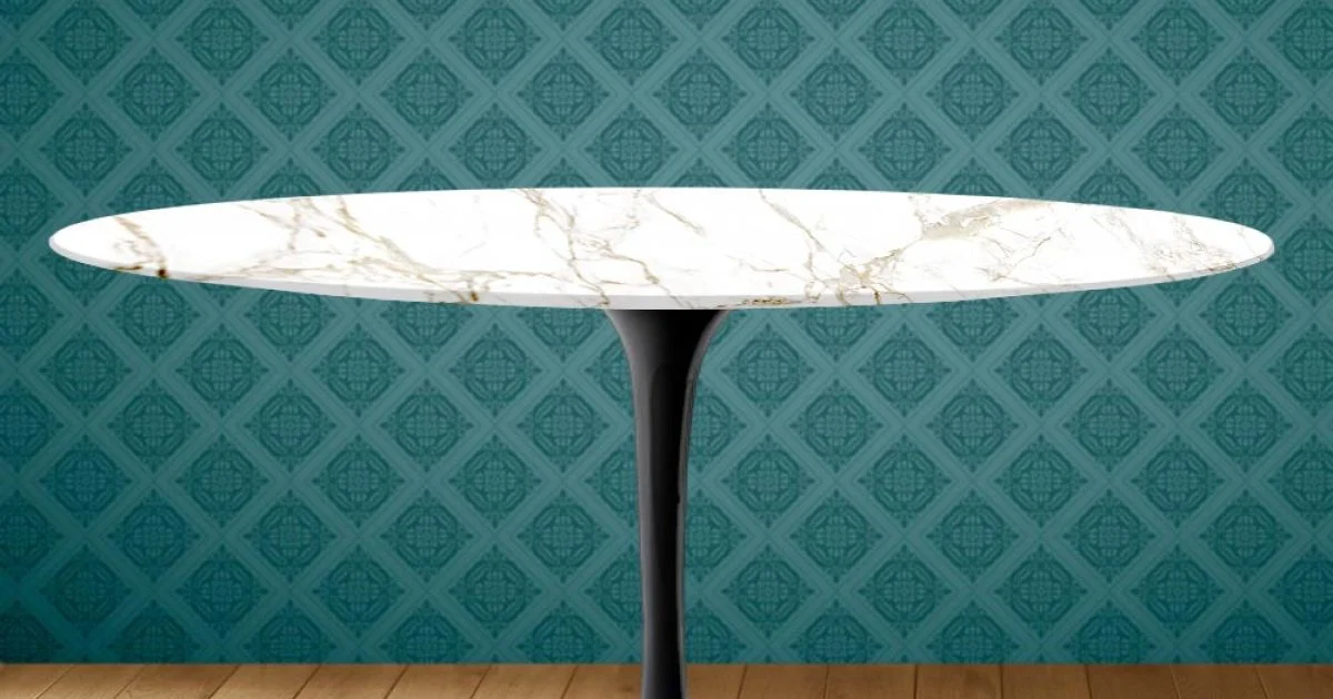 Tavolino Tulip Saarinen Ovale H 41 in Ceramica Entzo Made in Italy - Scarlet