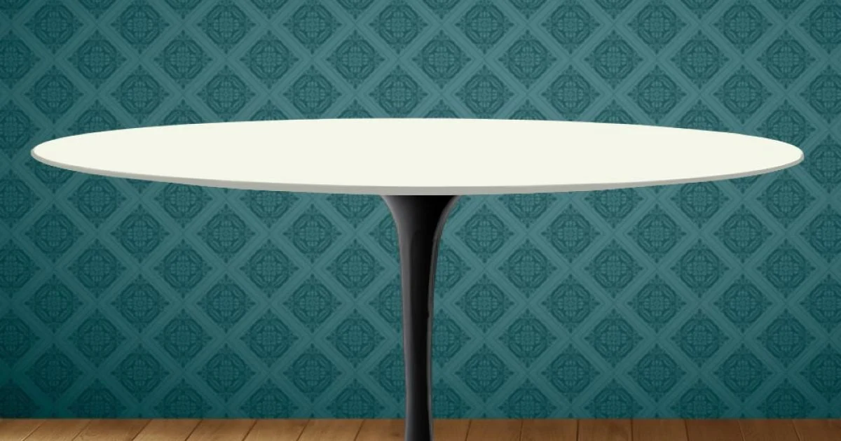 Tavolino Tulip Saarinen Ovale H 41 in Ceramica Moonè Made in Italy - Scarlet