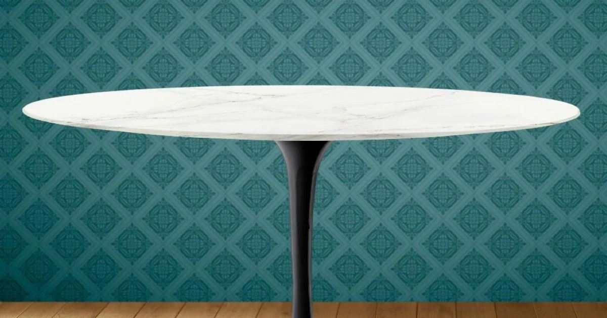 Tavolino Tulip Saarinen Ovale H 41 in Ceramica Rem Made in Italy - Scarlet