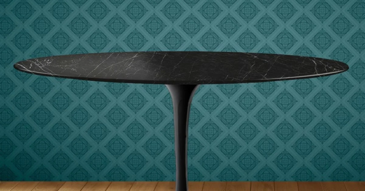 Tavolino Tulip Saarinen Ovale H 41 in Ceramica Somnia Made in Italy - Scarlet