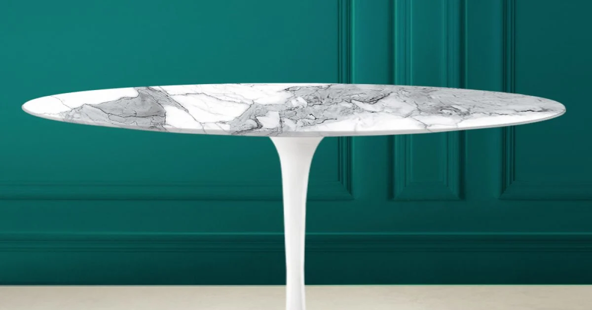Tavolino Tulip Saarinen Ovale H 41 in Statuario Altissimo Made in Italy - Scarlet