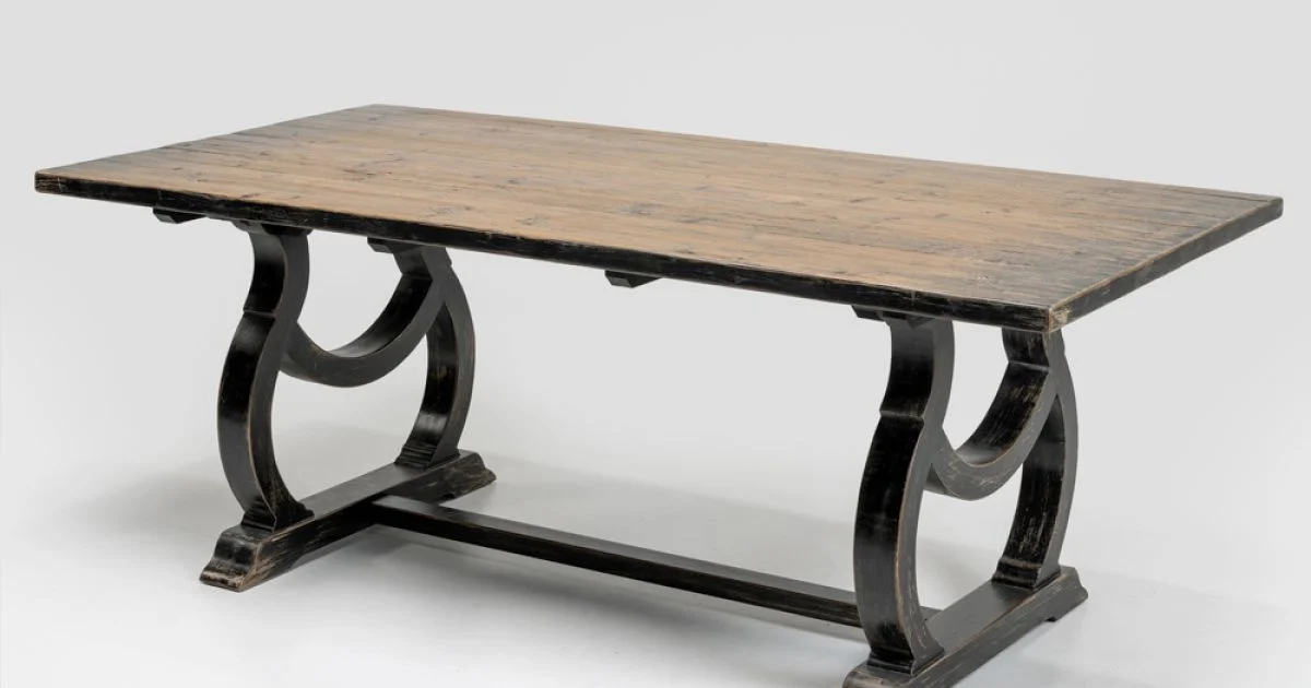 Tavolo 200x100 cm in Legno di Pino e Base in Finitura Wash Antichizzato - Aieta