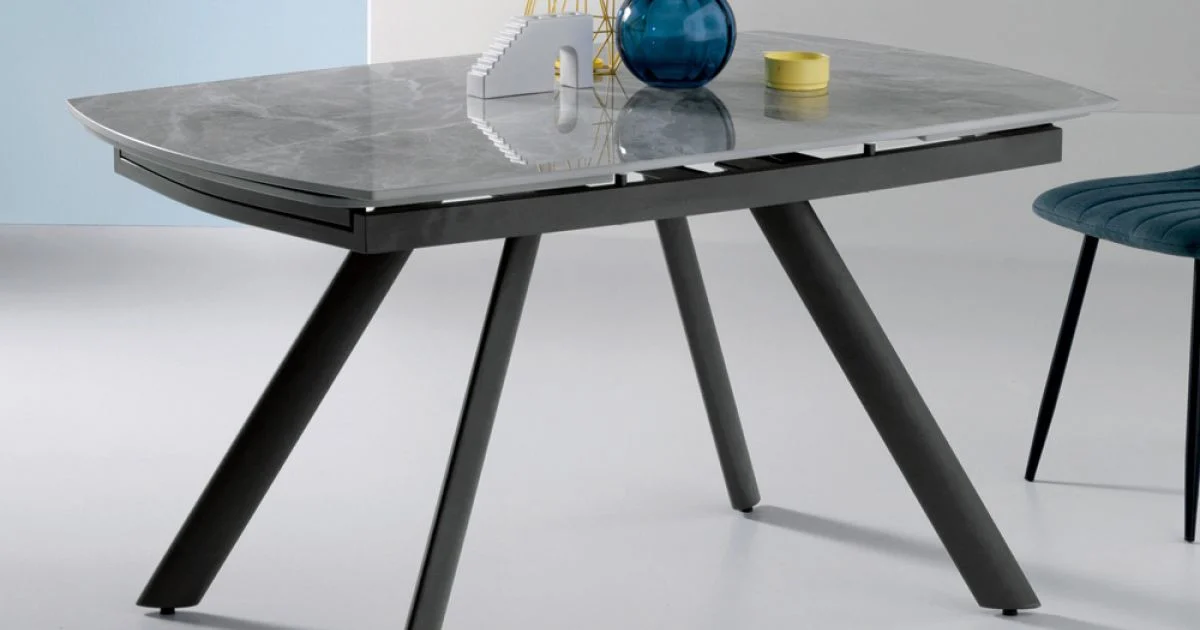 Tavolo Allungabile 140/210x90 cm in Pietra Sinterizzata Effetto Marmo - Atrio