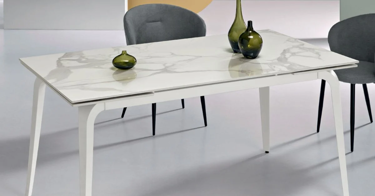 Tavolo Allungabile 160/240x90 cm in Pietra Sinterizzata Effetto Marmo - Samus