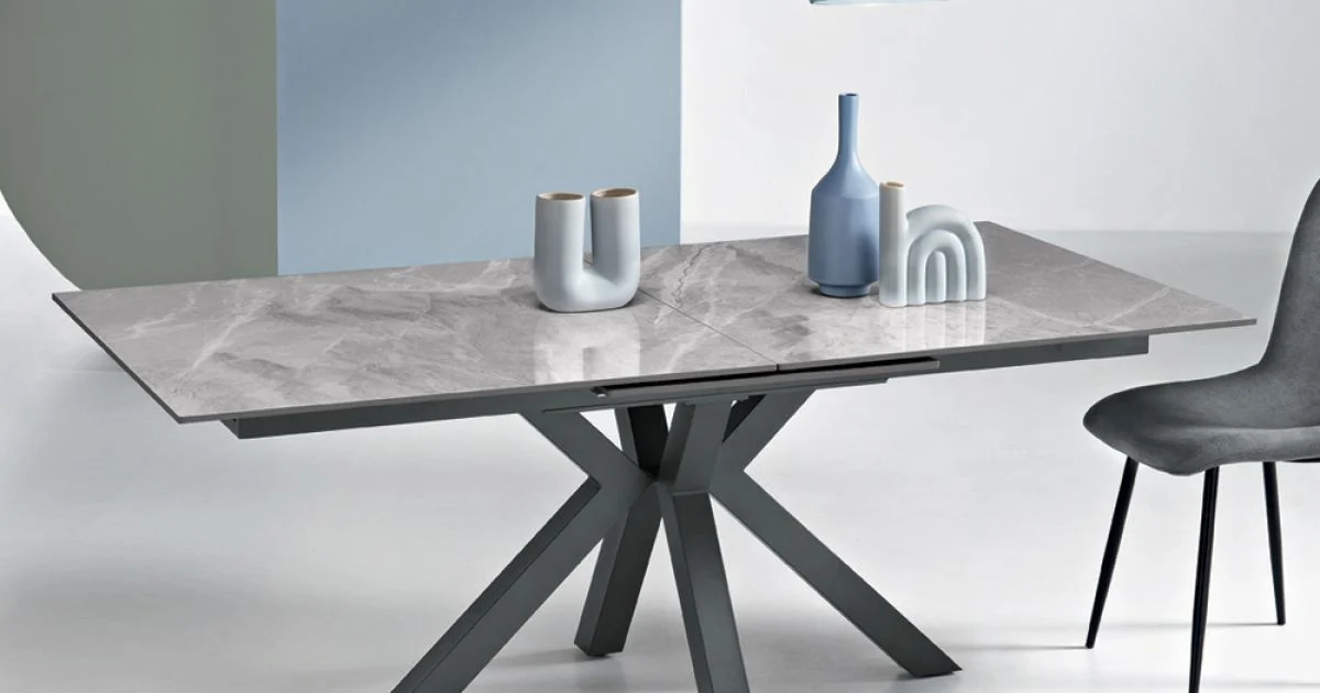 Tavolo Allungabile 180/240x100 cm in Pietra Sinterizzata Effetto Marmo - Loggia