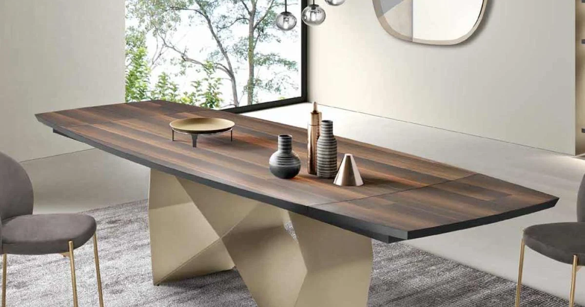 Tavolo Allungabile 200/300x100 in Rovere Impiallacciato e Metallo - Incrocio