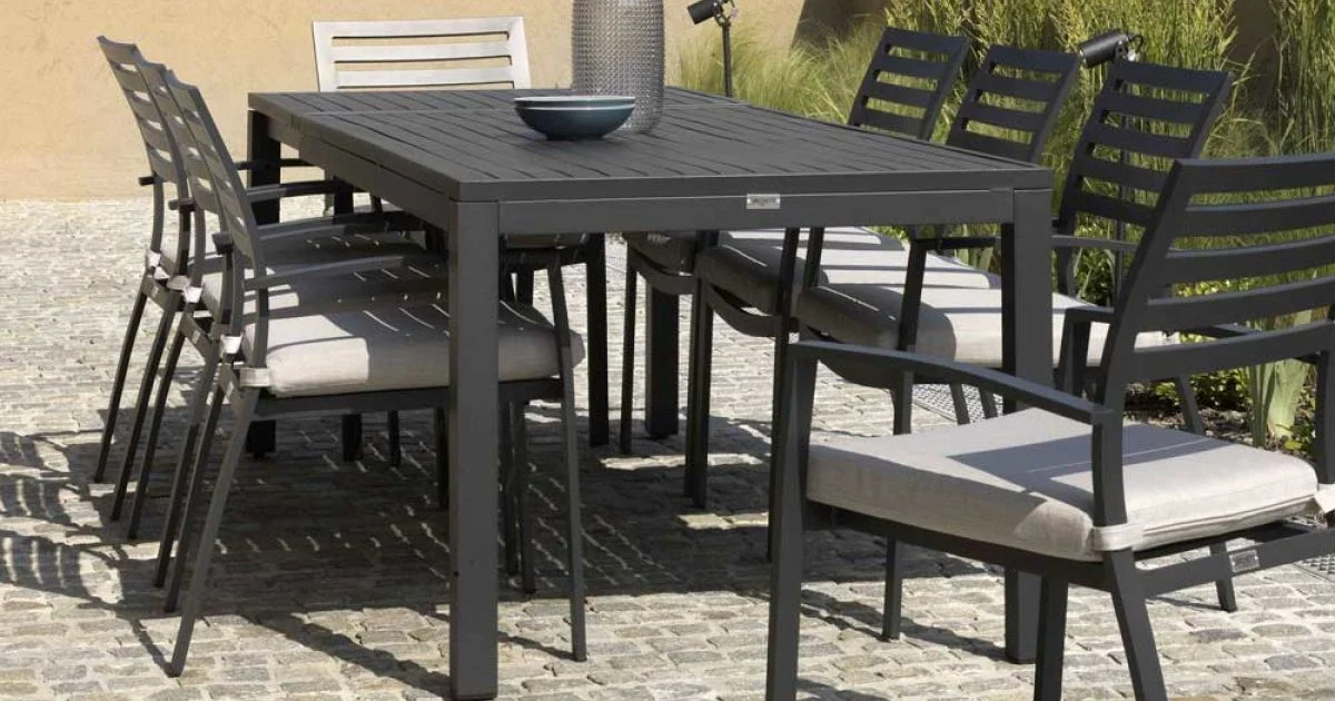 Tavolo Allungabile a 220 cm in Alluminio Antracite per il Giardino - Forbici