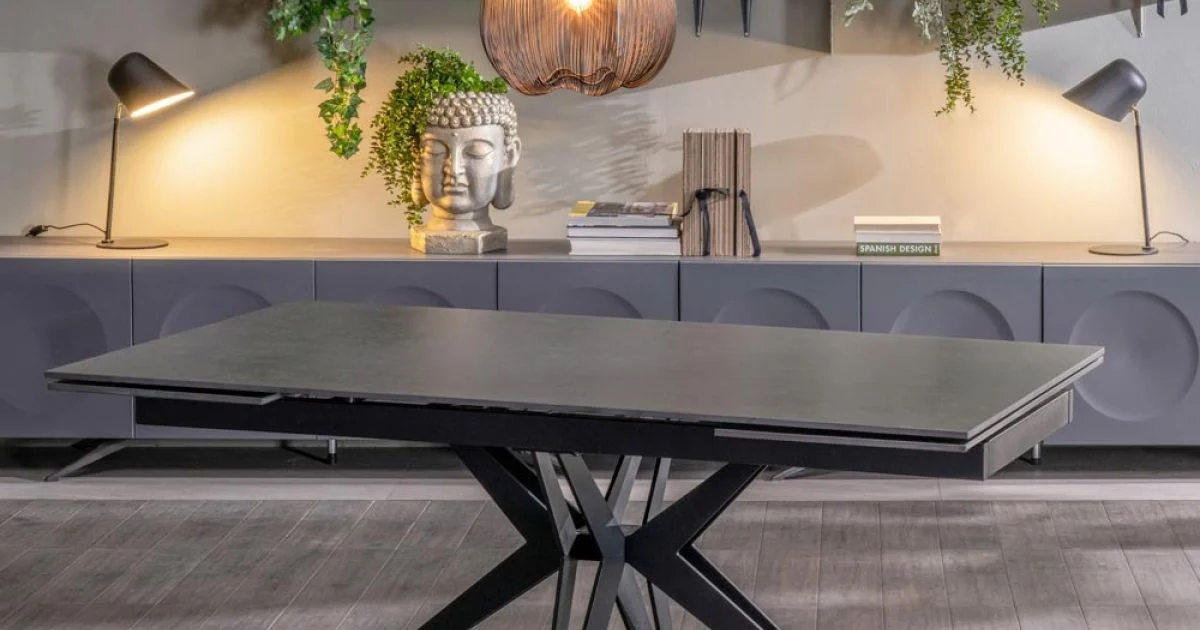 Tavolo Allungabile a 240 cm in Ceramica e Base in Metallo - Bouquet