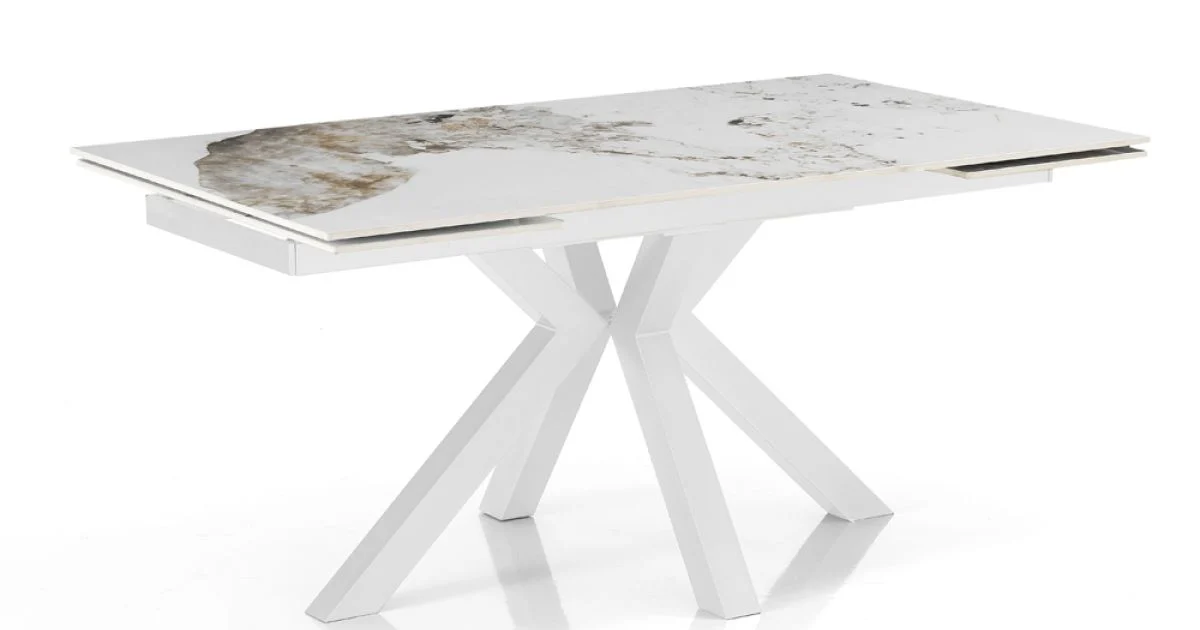 Tavolo Allungabile a 240 cm in Ceramica Finitura Marmo Onice Lucido - Piemonte