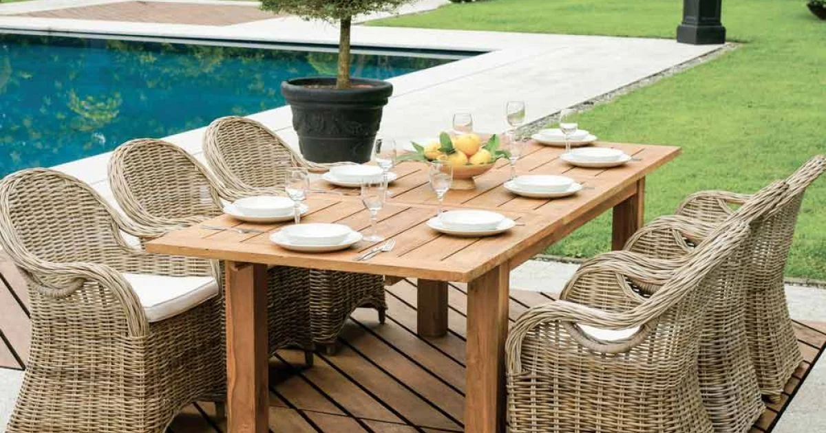 Tavolo Allungabile a 250 cm da Esterno Realizzato in Teak Riciclato - Felce