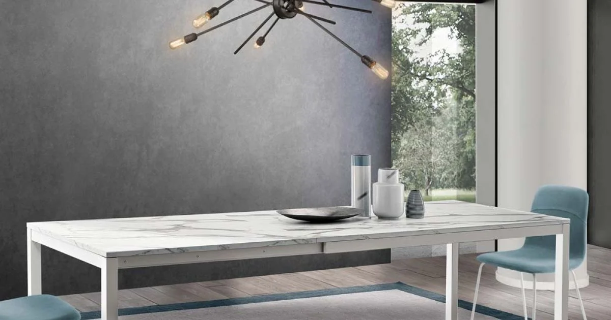 Tavolo Allungabile a 260 cm con Piano in Melaminico Finitura Calacatta - Shaila