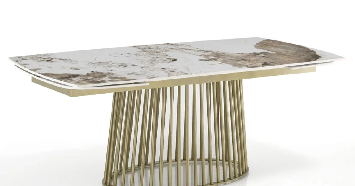 Tavolo Allungabile a 260 cm in Ceramica Finitura Marmo e Metallo - Veneto