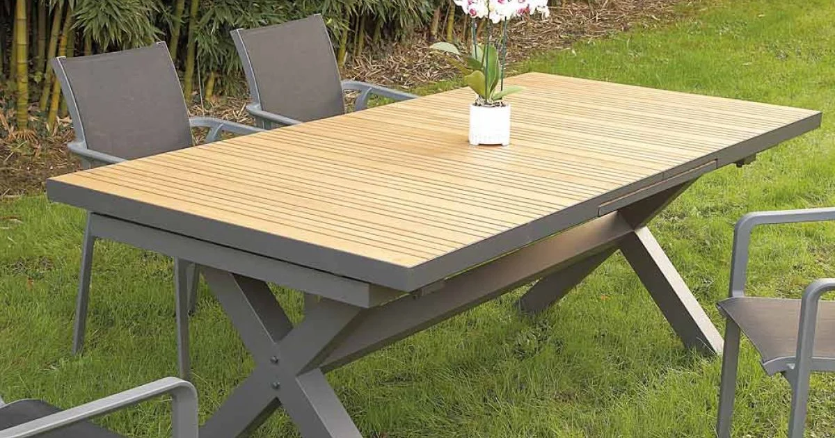 Tavolo Allungabile a 263 cm in Alluminio e Teak Massello - Lilia