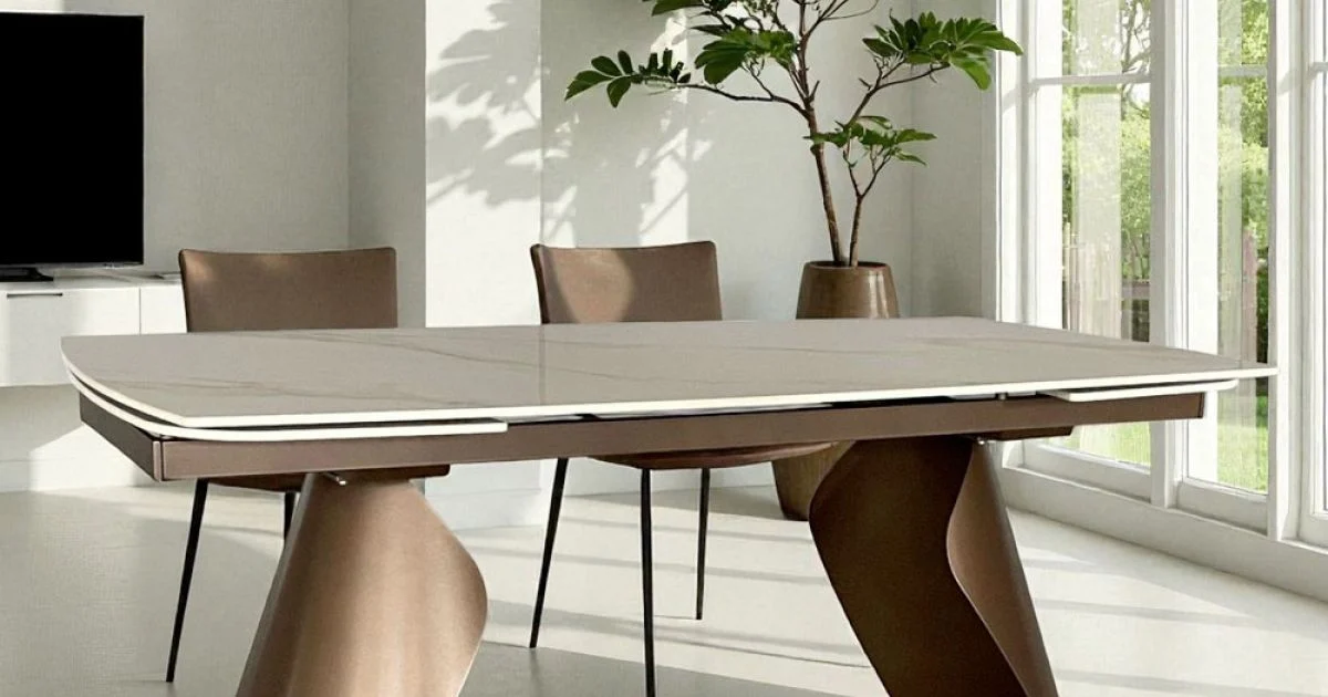 Tavolo Allungabile da 180 a 260 cm in Gres Sintered Stone Finitura Calacatta - Vortex