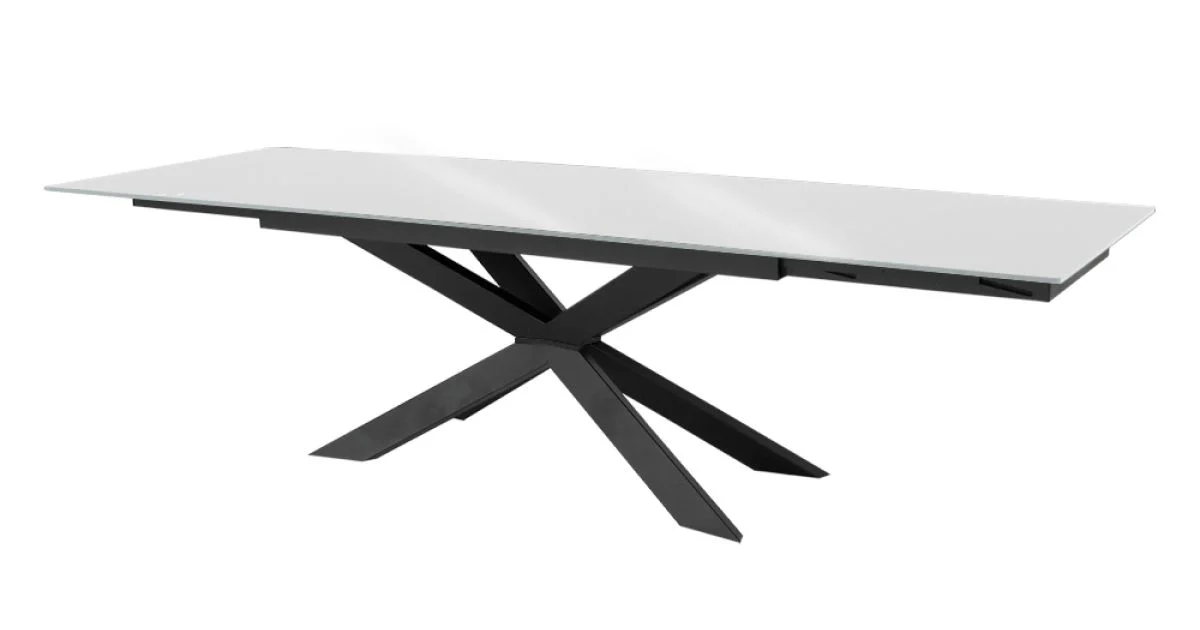 Tavolo Allungabile fino 278 cm in Vetro e Acciaio Nero Made in Italy – Grotta