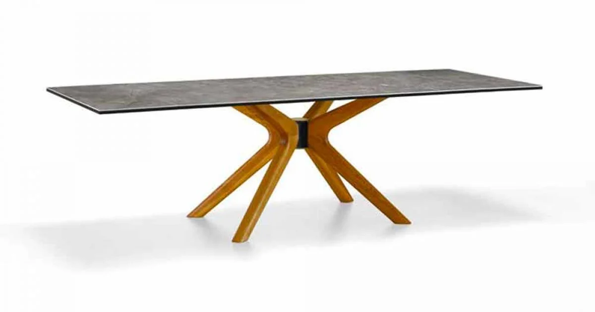 Tavolo Allungabile Fino a 260 cm in Gres e Legno, Lusso Made in Italy - Malita