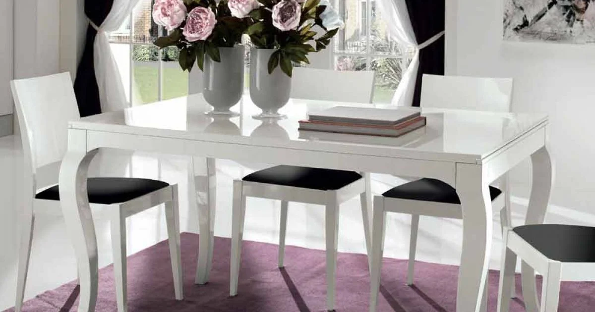 Tavolo Allungabile fino a 350 cm in Legno Noce Tanganika Bianco Lucido - Leomas