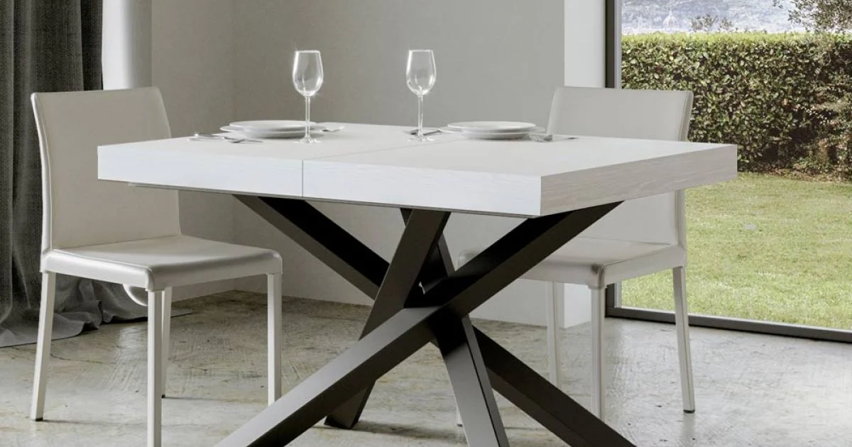 Tavolo Allungabile Fino a 440 cm in Ferro Antracite e Legno Made in Italy - Graffo