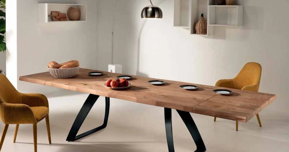 Tavolo allungabile impiallacciato rovere e metallo nero - Travis