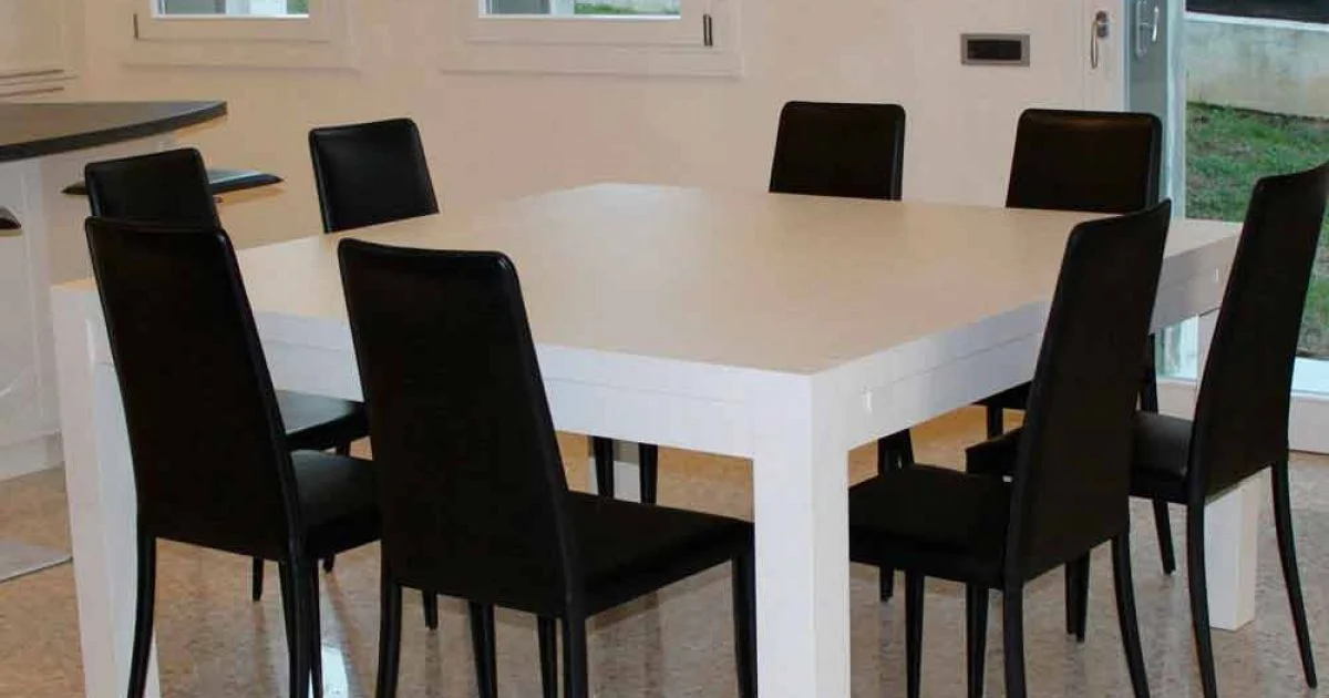Tavolo allungabile moderno in legno rovere massellato,160x160cm, Jacob