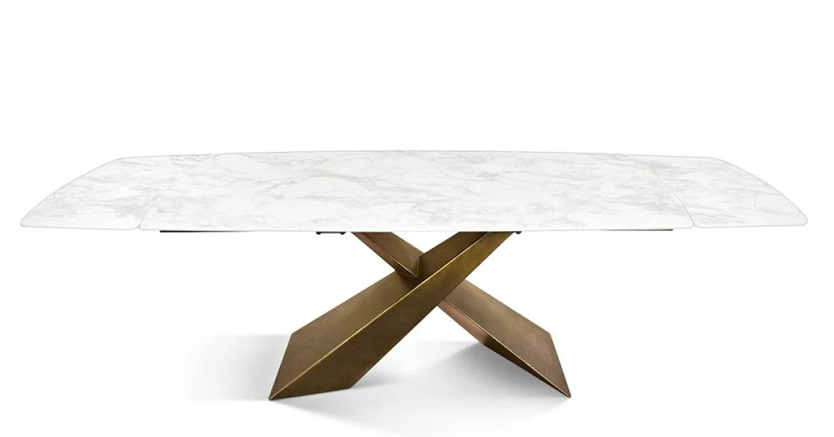 Tavolo Allungabile Realizzato con Piano in Ceramica e Base in Ferro - Incrocio