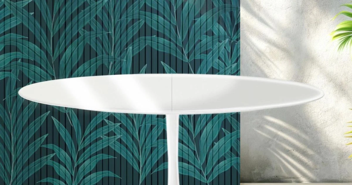 Tavolo Allungabile Tulip Saarinen H 74 cm in Ceramica Florim Bianco Lucido - Scarlet