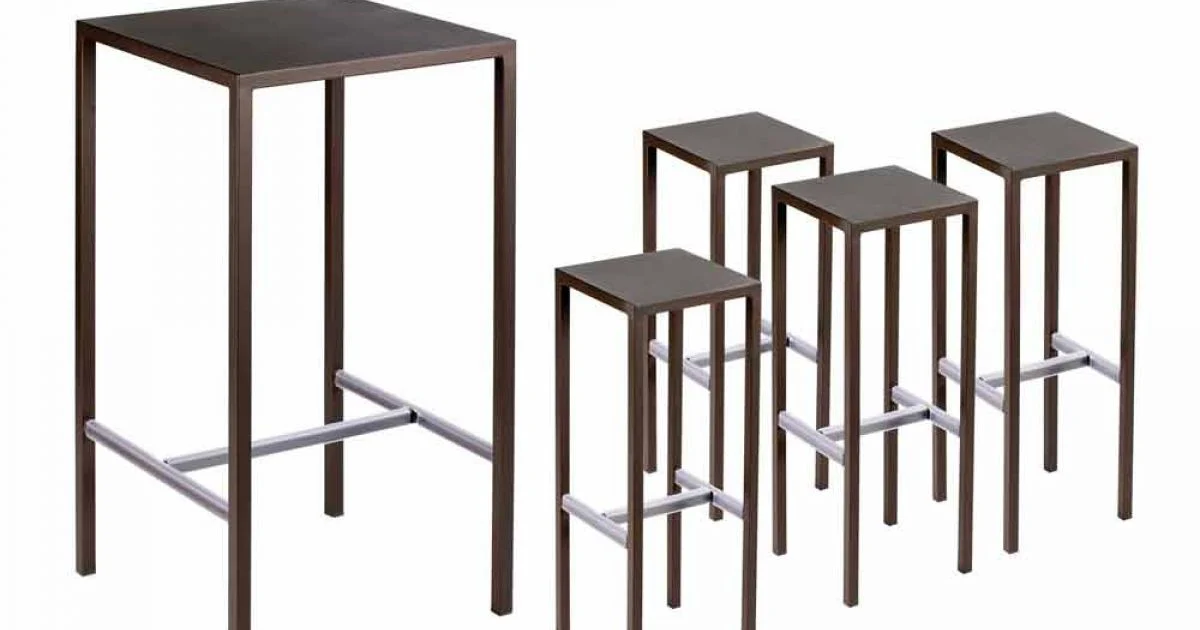 Tavolo Bar con 4 Sgabelli per Esterno in Metallo Verniciato Made in Italy - Fada