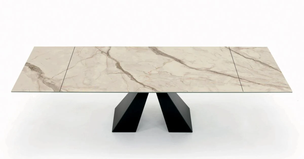 Tavolo con Allunghe Integrate in Ceramica e Acciaio Made in Italy - Dalmata