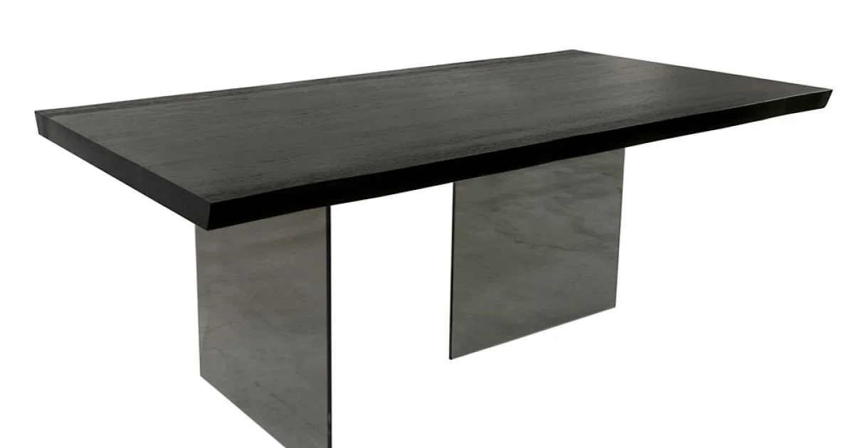 Tavolo con Piana Placcata in Rovere Massello e Base in Cristallo Made in Italy - Noelia