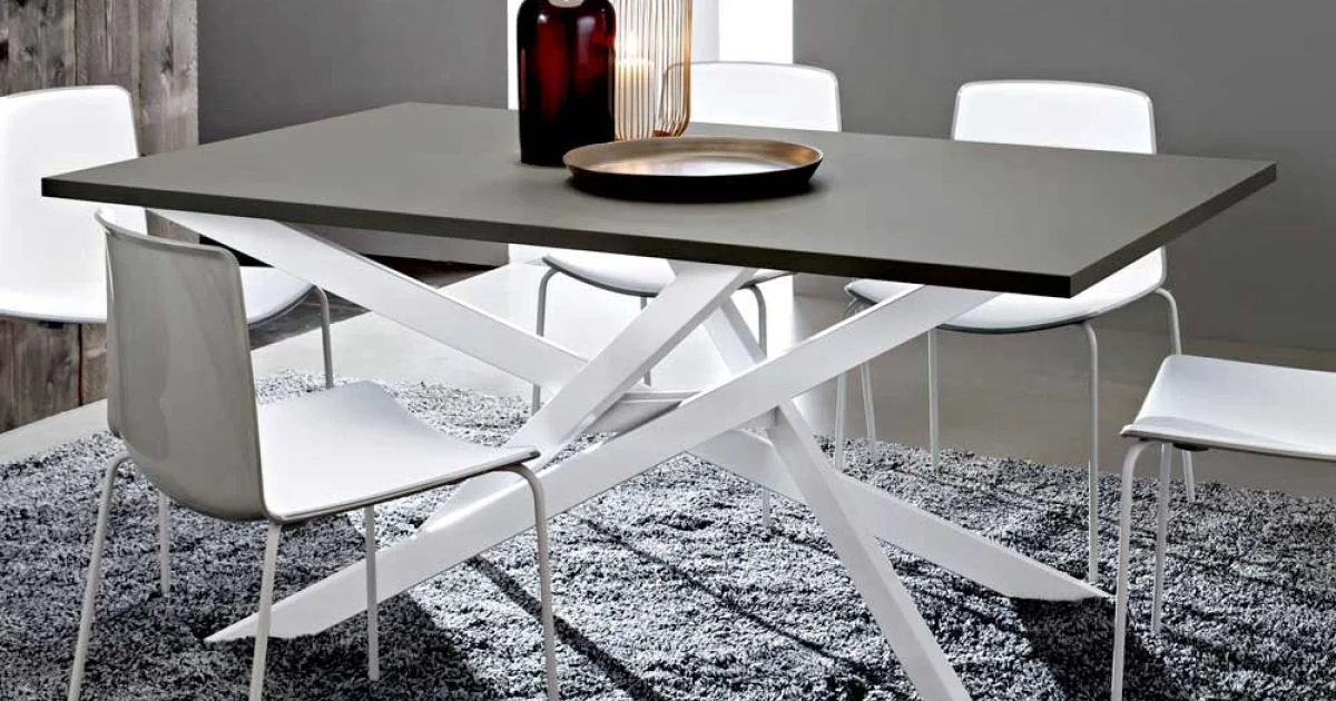 Tavolo da Cucina in Fenix e Metallo Bianco di Qualità Made in Italy - Carlino