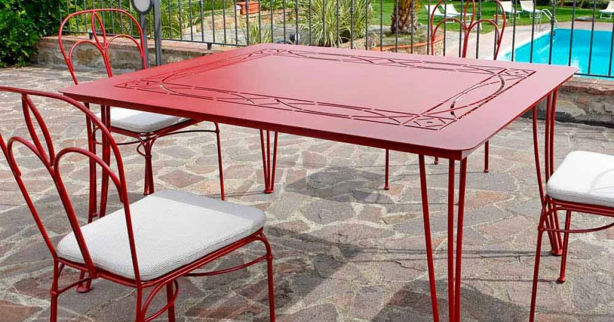Tavolo da Esterno, Artigianale, in Ferro Verniciato Made in Italy - Zagato