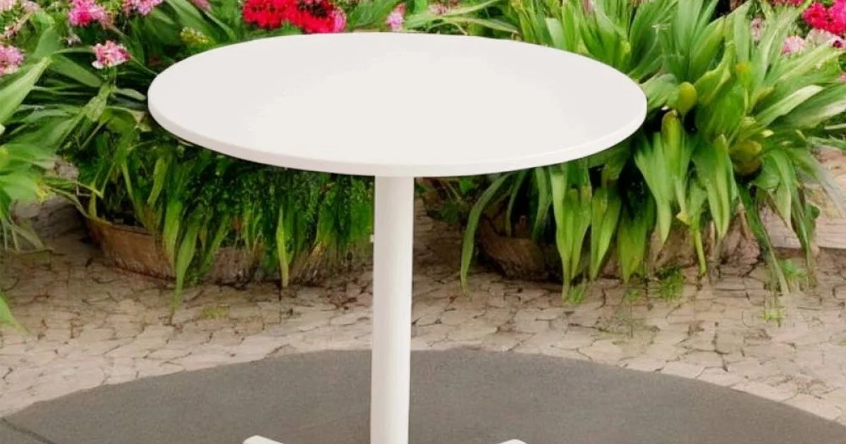 Tavolo da Esterno Rotondo Diametro 75 cm in Alluminio Beige - Brisea