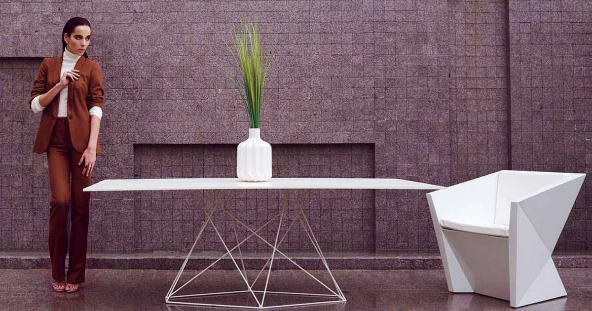 Tavolo da giardino moderno in HPL e acciaio inox Faz Vondom