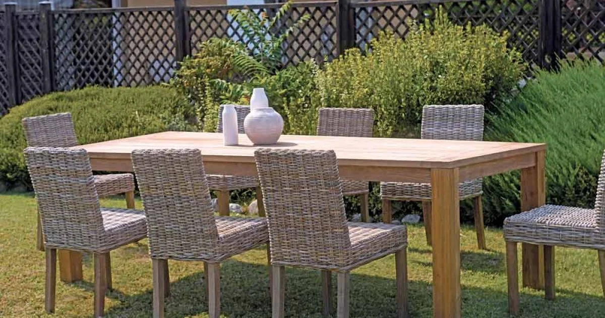 Tavolo da Giardino Rettangolare Realizzato in Teak Riciclato - Elianto