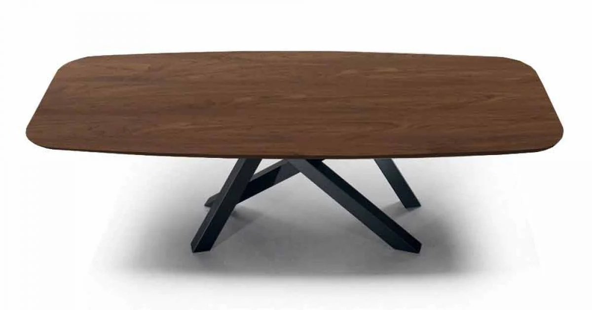 Tavolo da Pranzo a Botte con Piano Impiallacciato Made in Italy - Settimmio