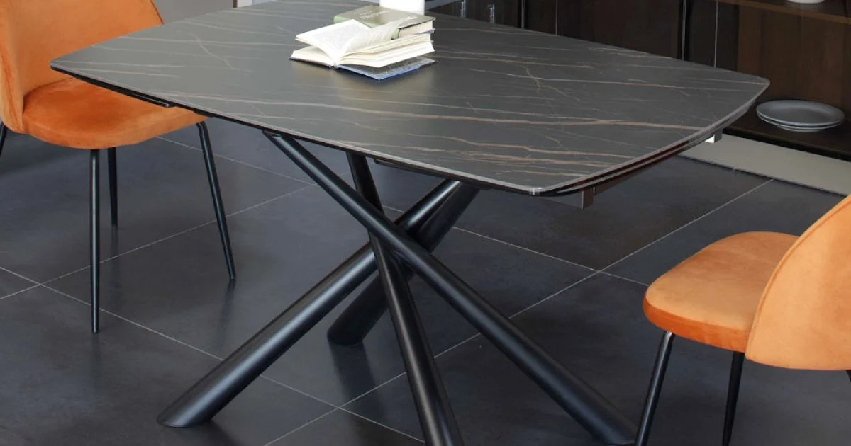 Tavolo da Pranzo Allungabile a 200 cm in Vetroceramica e Metallo - Naisha