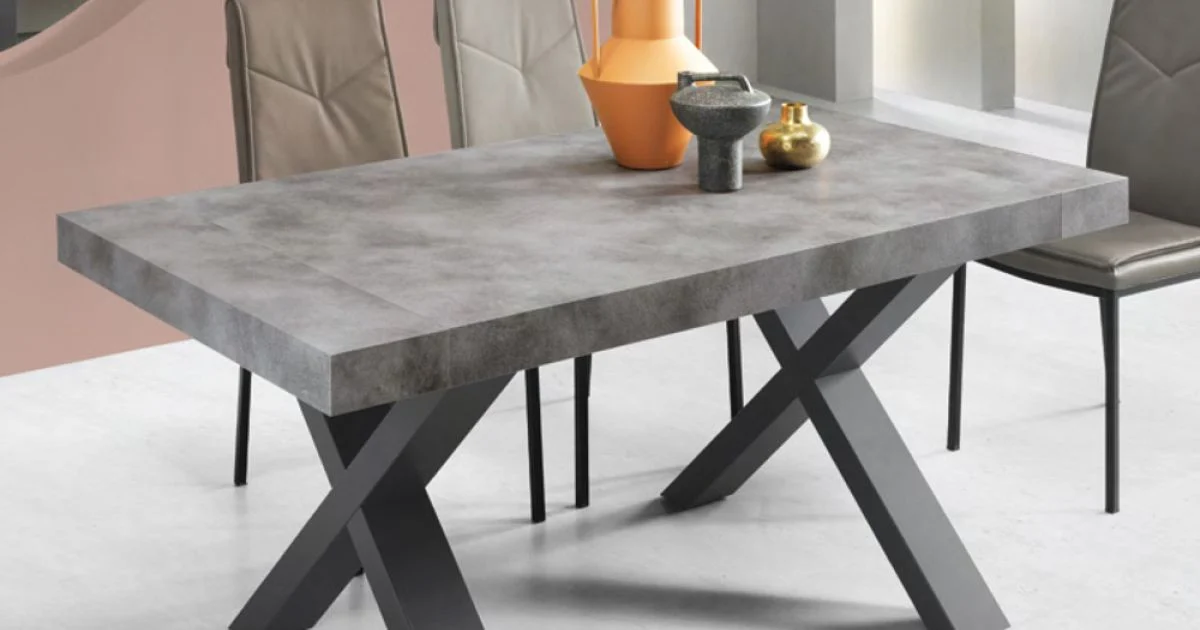 Tavolo da Pranzo Allungabile a 260 cm Effetto Cemento Moderno - Lenova