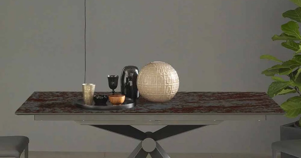 Tavolo da Pranzo Allungabile 298 cm in Metallo e Piano in Ceramica - Anaconda
